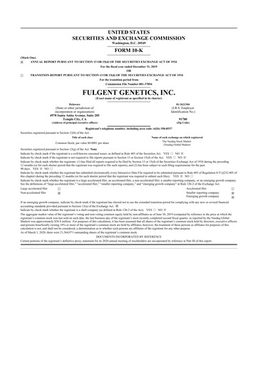 Thumbnail Fulgent Genetics
 10-K Annual Report 2019