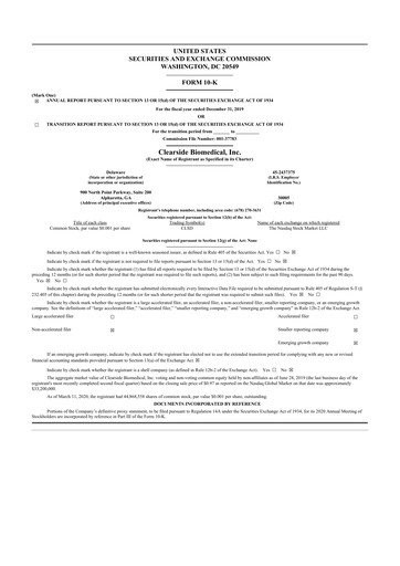 Miniature Clearside Biomedical
 10-K Rapport annuel 2019
