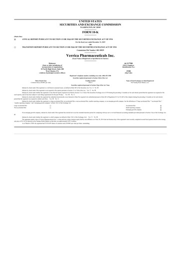 Vorschaubild Verrica Pharmaceuticals 10-K Jahresbericht 2019