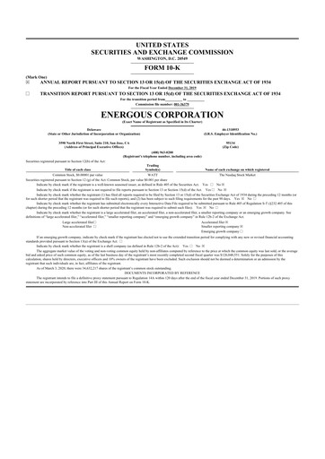 Thumbnail Energous 10-K Annual Report 2019