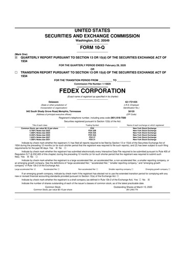 Thumbnail FedEx 10-Q Quarterly Report FY2020 