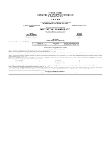 Thumbnail Destination XL 10-K Annual Report 2019