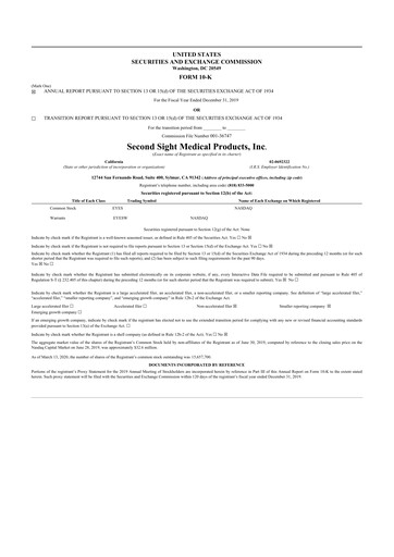 Thumbnail Vivani Medical 10-K Annual Report 2019