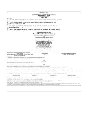 Thumbnail Tencent Music Entertainment 20-F Annual Report 2019