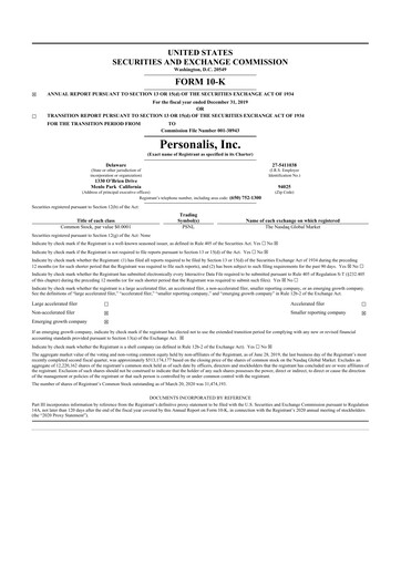 Thumbnail Personalis 10-K Annual Report 2019