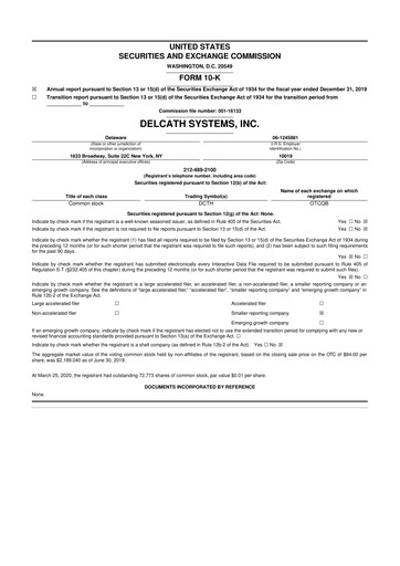 Thumbnail Delcath Systems 10-K Annual Report 2019