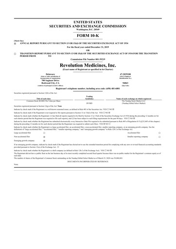 Thumbnail Revolution Medicines
 10-K Annual Report 