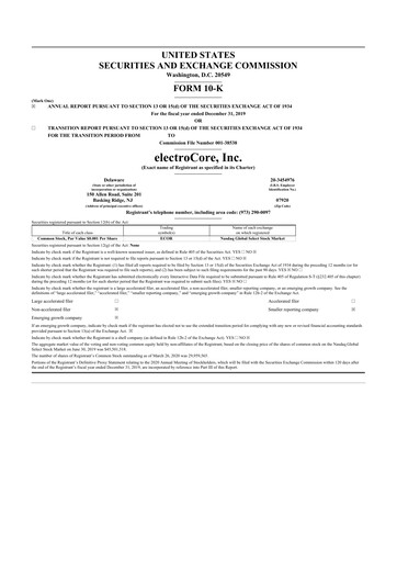 Thumbnail electroCore 10-K Annual Report 2019