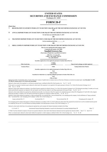 Thumbnail SNDL Inc.
 20-F Annual Report 2019