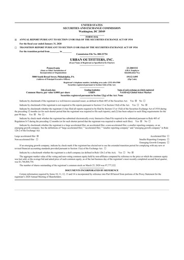 Thumbnail Urban Outfitters
 10-K Annual Report 2020