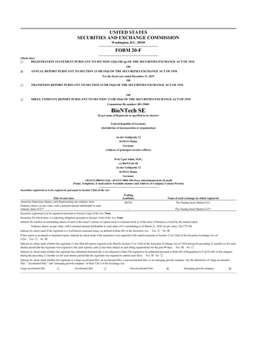 Vorschaubild BioNTech 20-F Jahresbericht 2019