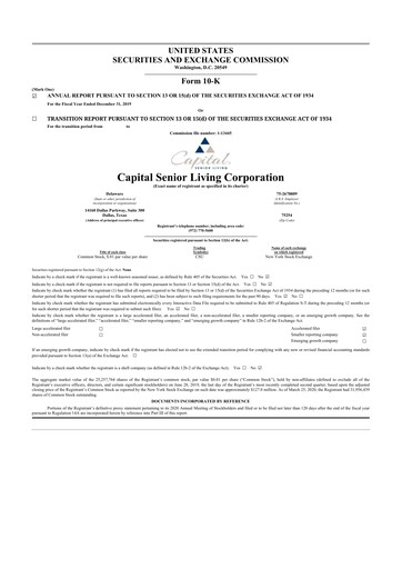 Vorschaubild Sonida Senior Living 10-K Jahresbericht 2019