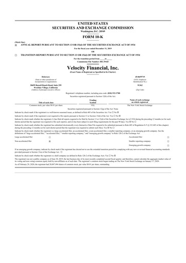 Thumbnail Velocity Financial 10-K Annual Report 