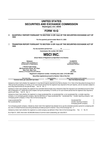 Thumbnail MSCI 10-Q Quarterly Report FY 