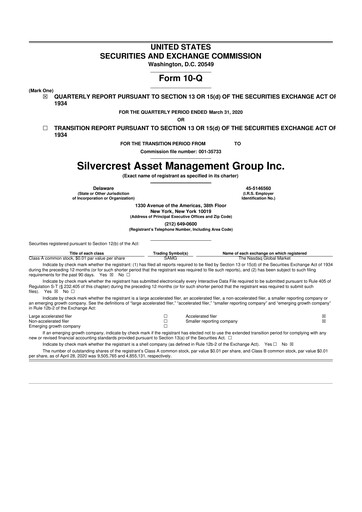 Vorschaubild Silvercrest Asset Management Group 10-Q Quartalsbericht 2020 