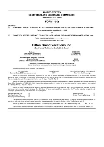 Thumbnail Hilton Grand Vacations
 10-Q Quarterly Report FY 