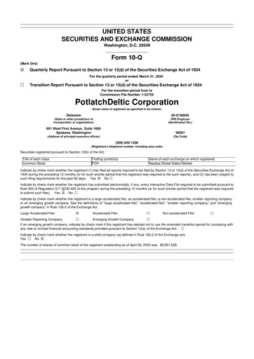 Thumbnail PotlatchDeltic
 10-Q Quarterly Report FY 
