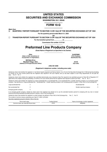 Vorschaubild Preformed Line Products 10-Q Quartalsbericht 2020 