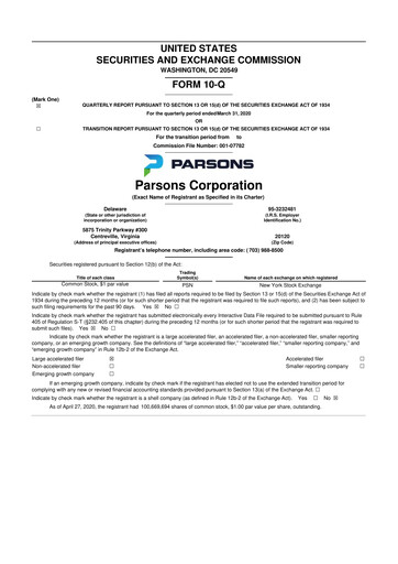 Thumbnail Parsons 10-Q Quarterly Report FY2020 