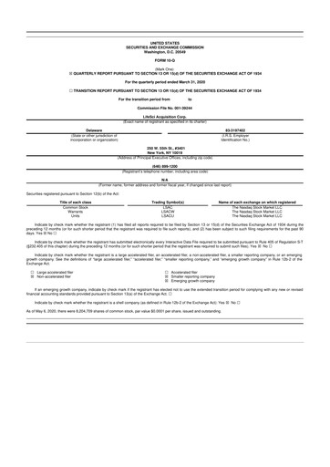 Miniature Vincerx Pharma 10-Q Rapport trimestriel 2020 