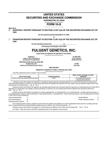 Thumbnail Fulgent Genetics
 10-Q Quarterly Report FY2020 
