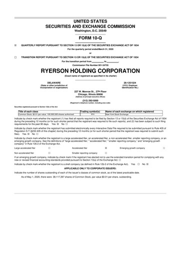 Thumbnail Ryerson 10-Q Quarterly Report FY2020 