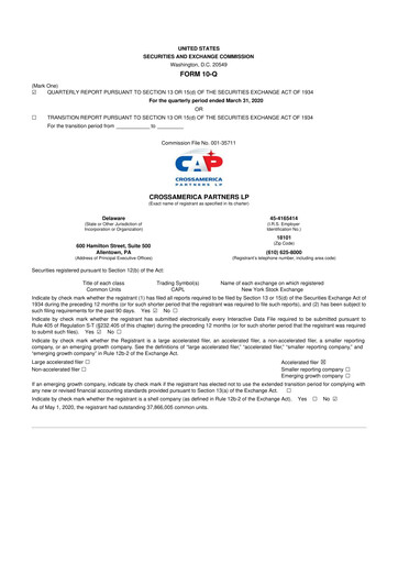 Miniature CrossAmerica Partners 10-Q Rapport trimestriel 2020 