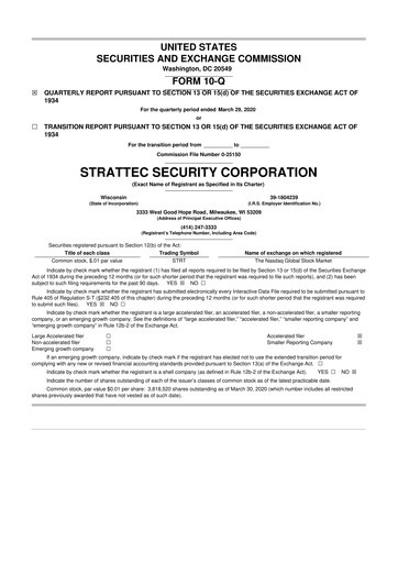Vorschaubild Strattec Security 10-Q Quartalsbericht 2020 