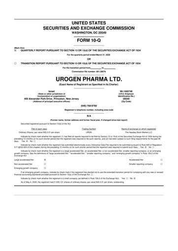 Thumbnail UroGen Pharma 10-Q Quarterly Report FY2020 