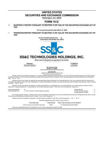 Thumbnail SS&C Technologies
 10-Q Quarterly Report FY2020 