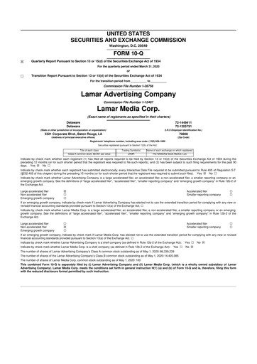 Thumbnail Lamar Advertising 10-Q Quarterly Report FY 