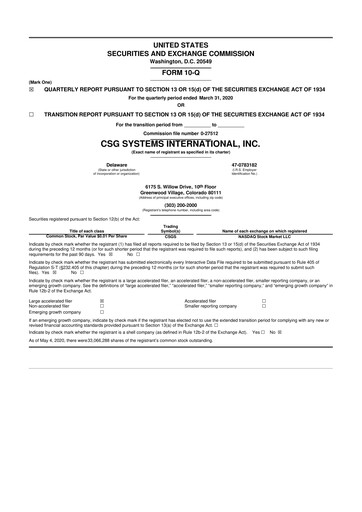 Thumbnail CSG International
 10-Q Quarterly Report FY 