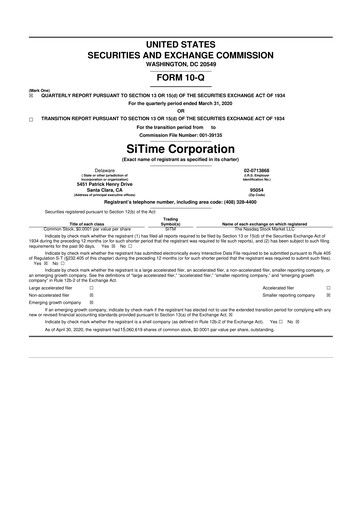 Vorschaubild SiTime 10-Q Quartalsbericht 2020 