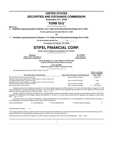 Thumbnail Stifel
 10-Q Quarterly Report FY2020 