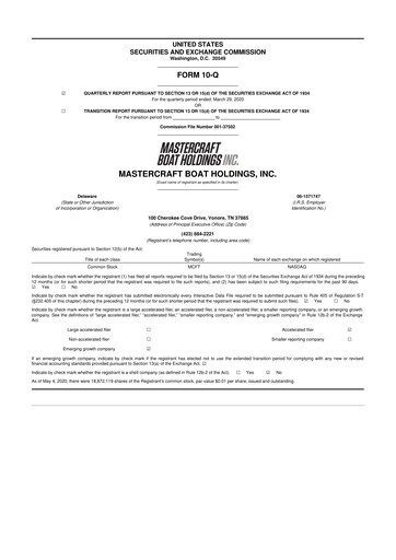 Thumbnail MasterCraft Boat 10-Q Quarterly Report FY2020 