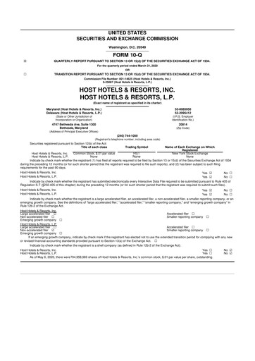 Thumbnail Host Hotels & Resorts
 10-Q Quarterly Report FY2020 