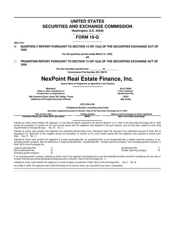Thumbnail NexPoint Real Estate Finance 10-Q Quarterly Report FY2020 