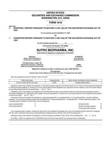Thumbnail Sutro Biopharma 10-Q Quarterly Report FY 