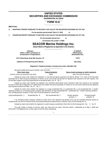 Thumbnail SEACOR Marine 10-Q Quarterly Report FY2020 