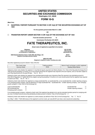 Thumbnail Fate Therapeutics
 10-Q Quarterly Report FY2020 