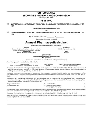 Thumbnail Amneal Pharmaceuticals
 10-Q Quarterly Report FY2020 