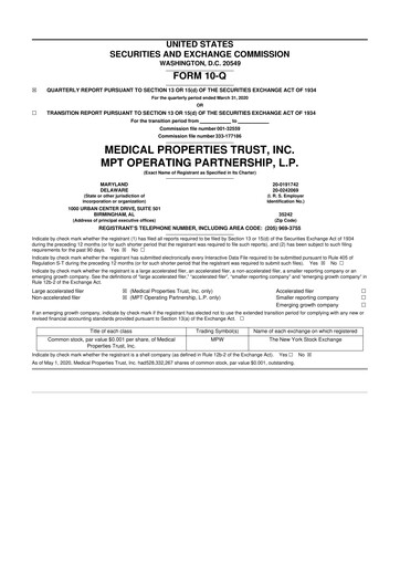 Vorschaubild Medical Properties Trust
 10-Q Quartalsbericht  
