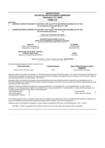Thumbnail Essential Properties Realty Trust 10-Q Quarterly Report FY2020 