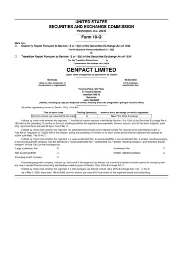 Vorschaubild Genpact 10-Q Quartalsbericht 2020 