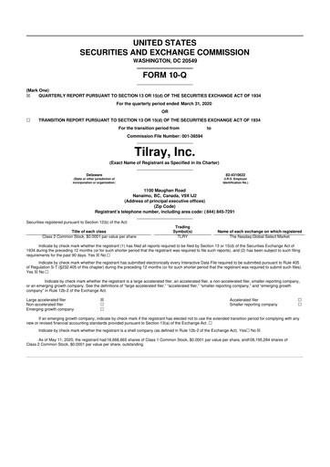 Miniature Tilray Brands
 10-Q Rapport trimestriel  