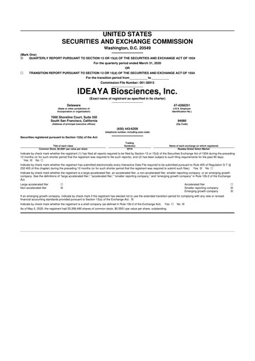 Thumbnail IDEAYA Biosciences 10-Q Quarterly Report FY 