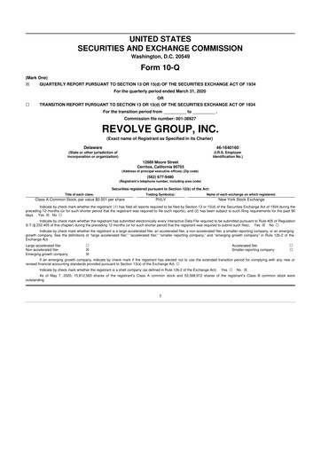 Thumbnail Revolve Group 10-Q Quarterly Report FY2020 