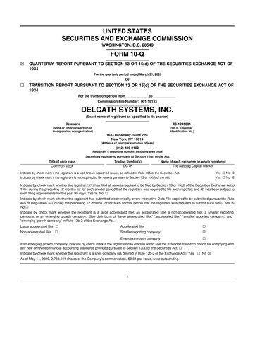 Thumbnail Delcath Systems 10-Q Quarterly Report FY2020 