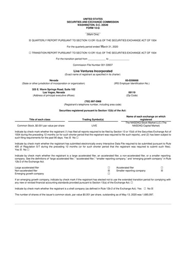 Thumbnail Live Ventures 10-Q Quarterly Report FY2020 