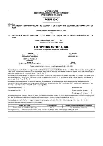 Thumbnail LM Funding America 10-Q Quarterly Report FY2020 